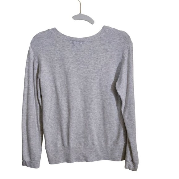 Monrow Textured Tri- Blend Fitted Long Sleeve Crew Gray Size S - Picture 3 of 7